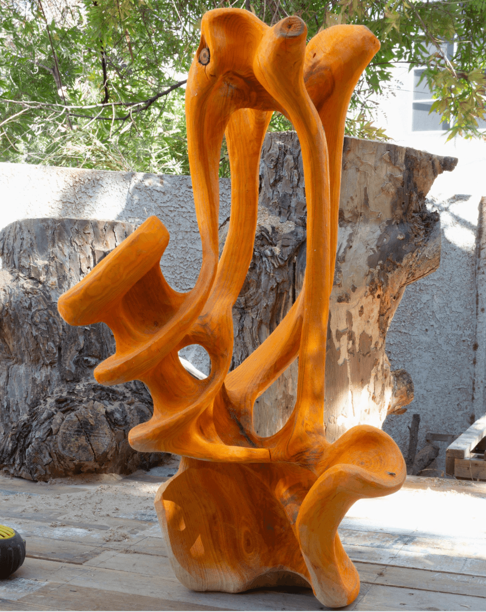 Dreamcatcher 4: Carved Wood Surrealist Sculpture